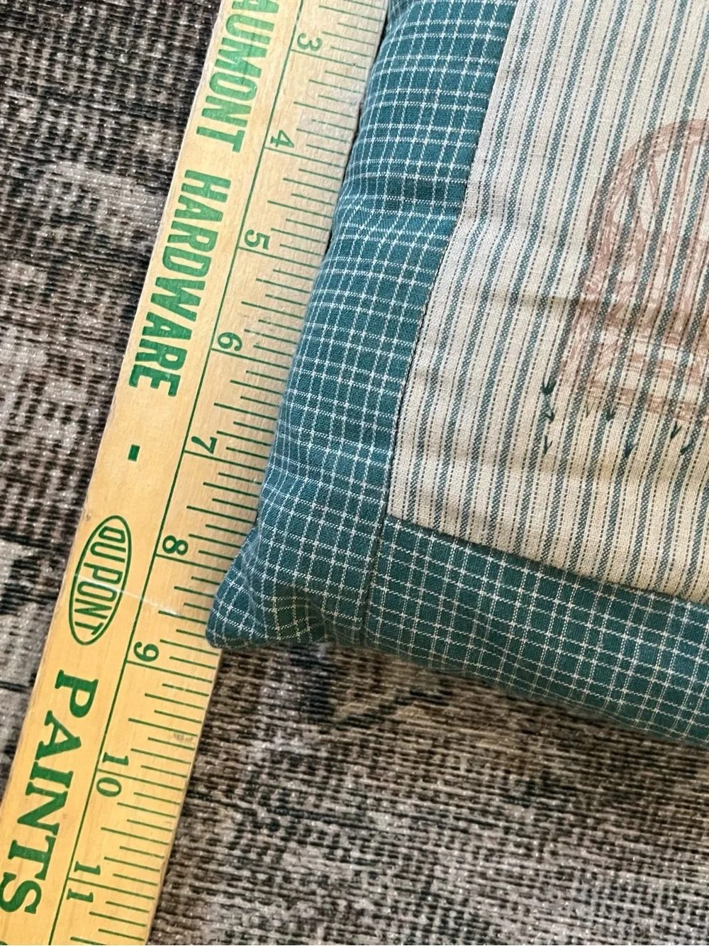 Vintage Alice’s Cottage Country Garden Throw Pillow Green Gingham Birdhouse